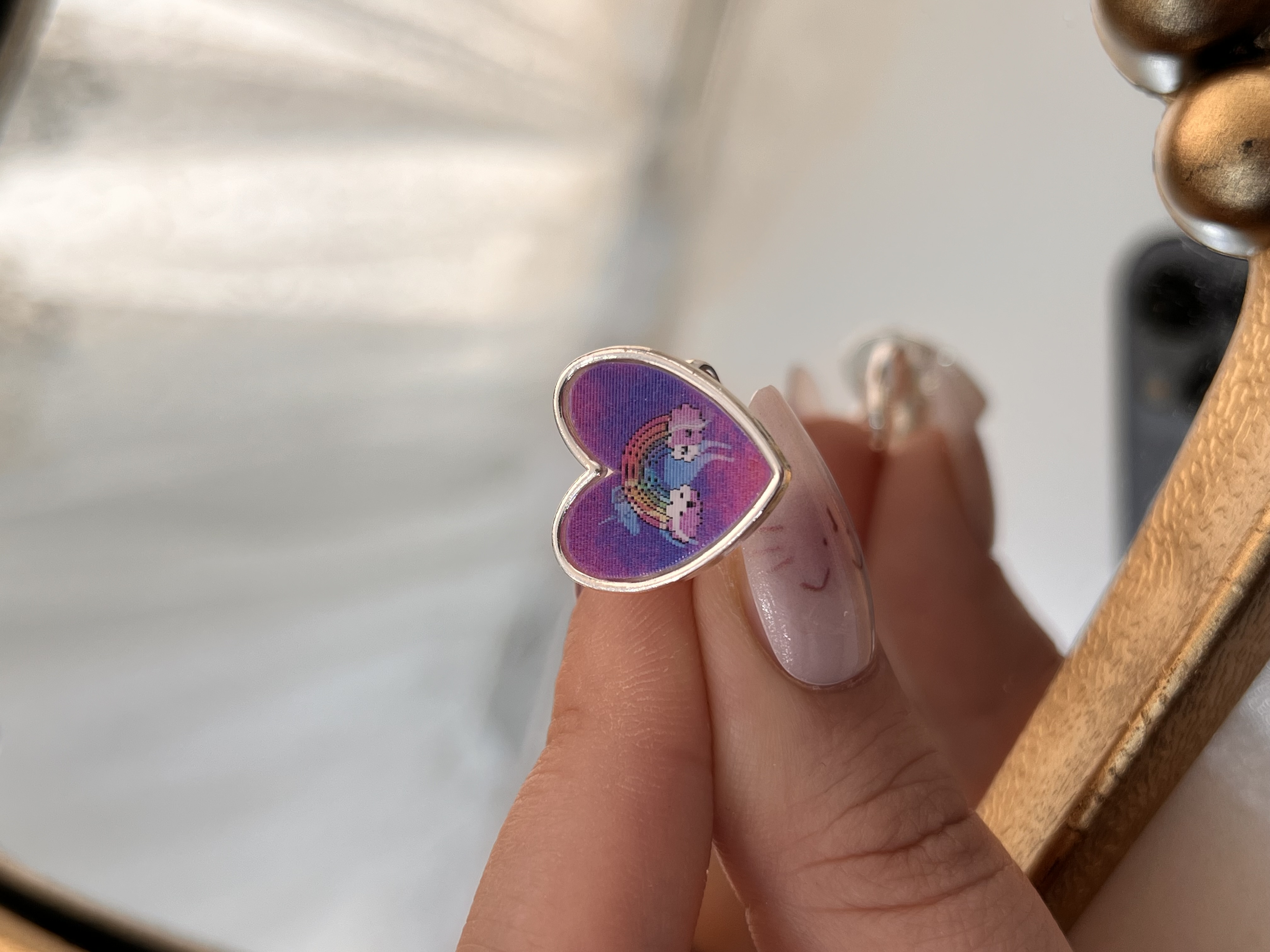 انگشتر کودک‌ شکل قلب💜➕🦄➕🌈