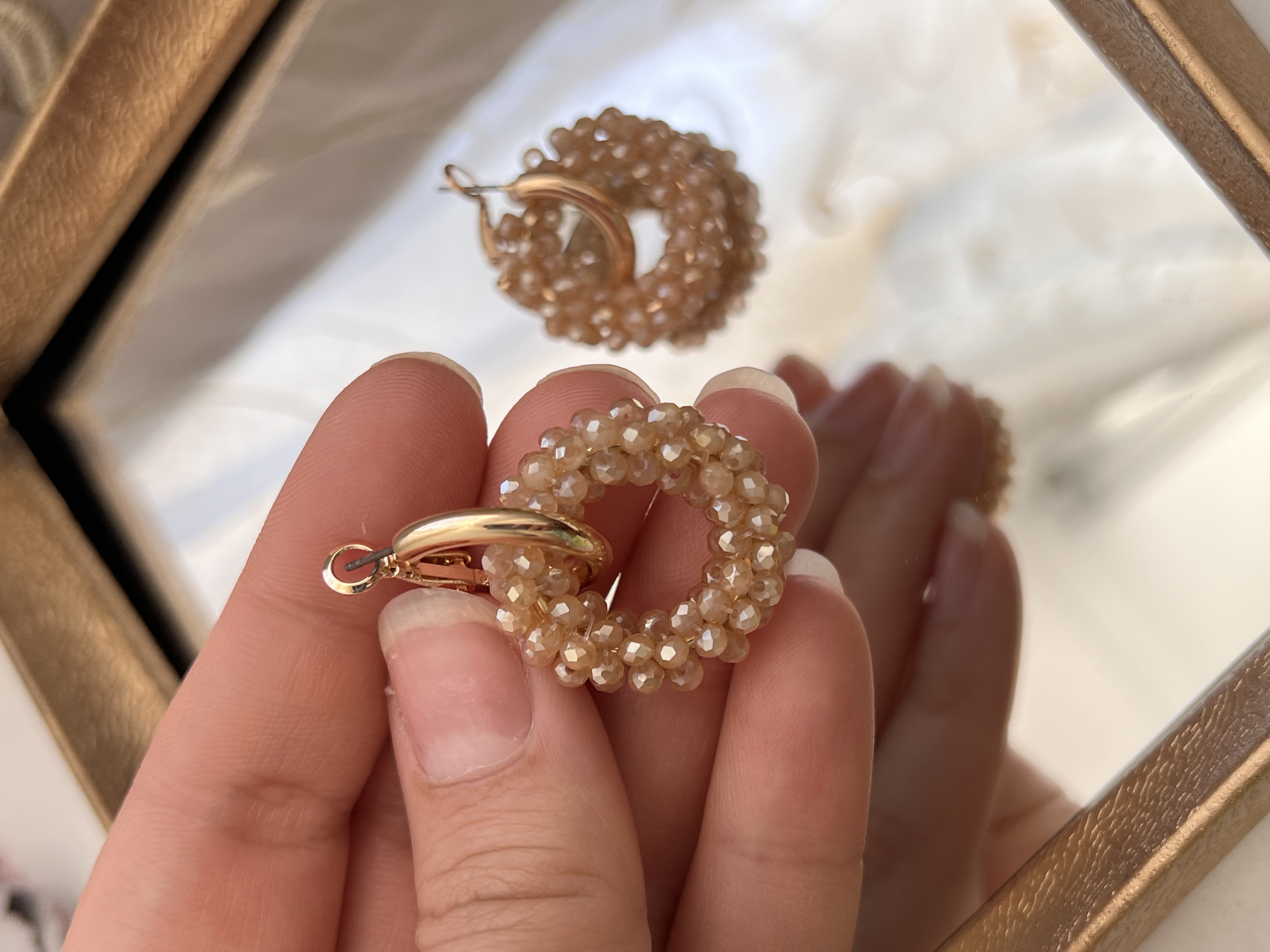 گوشواره حلقه‌ای اویز‌ حلقه‌ کریستال‌ اصل کارشد ✨➕💎