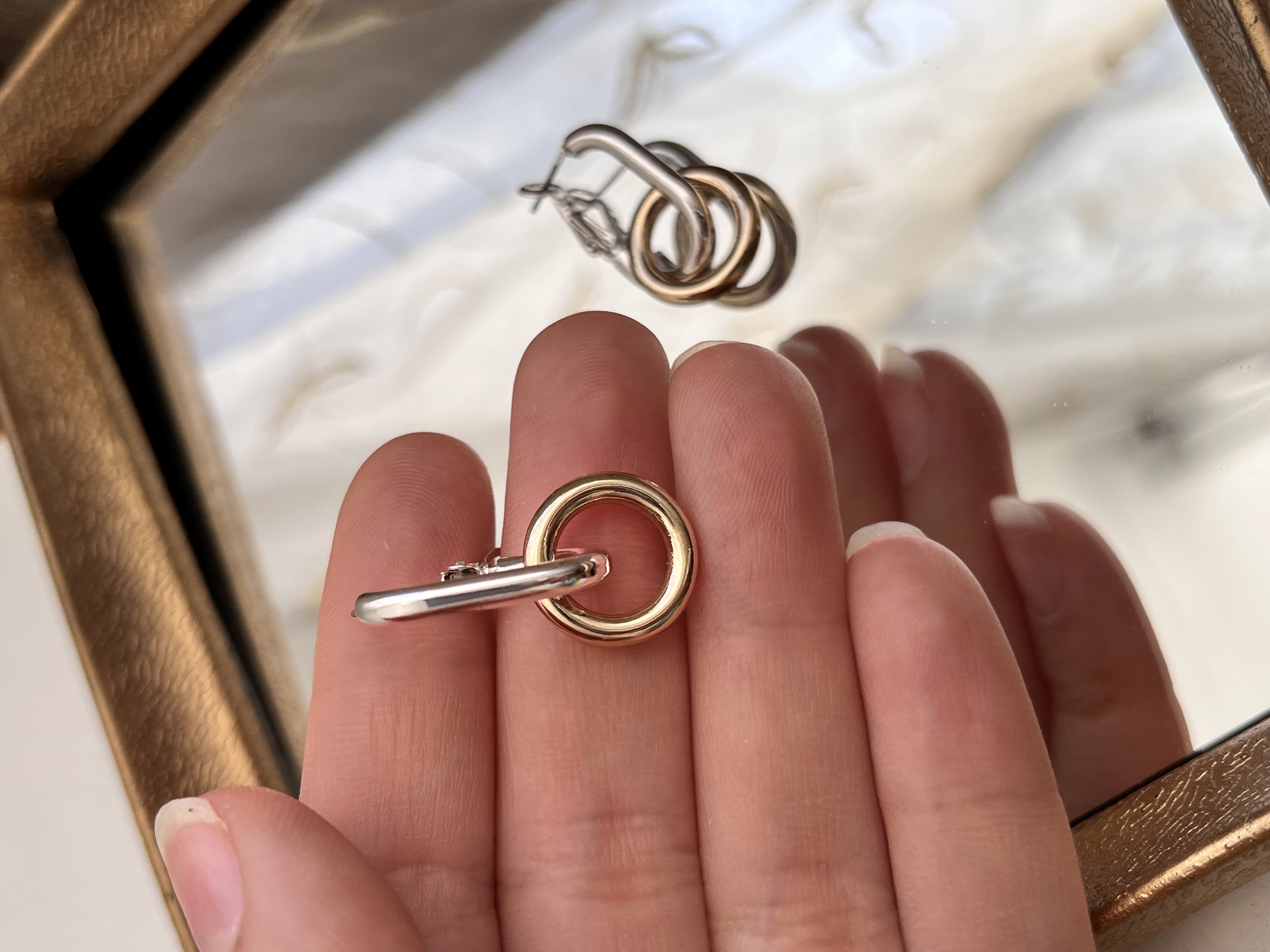 گوشواره اویز حلقه‌💛➕🤍
