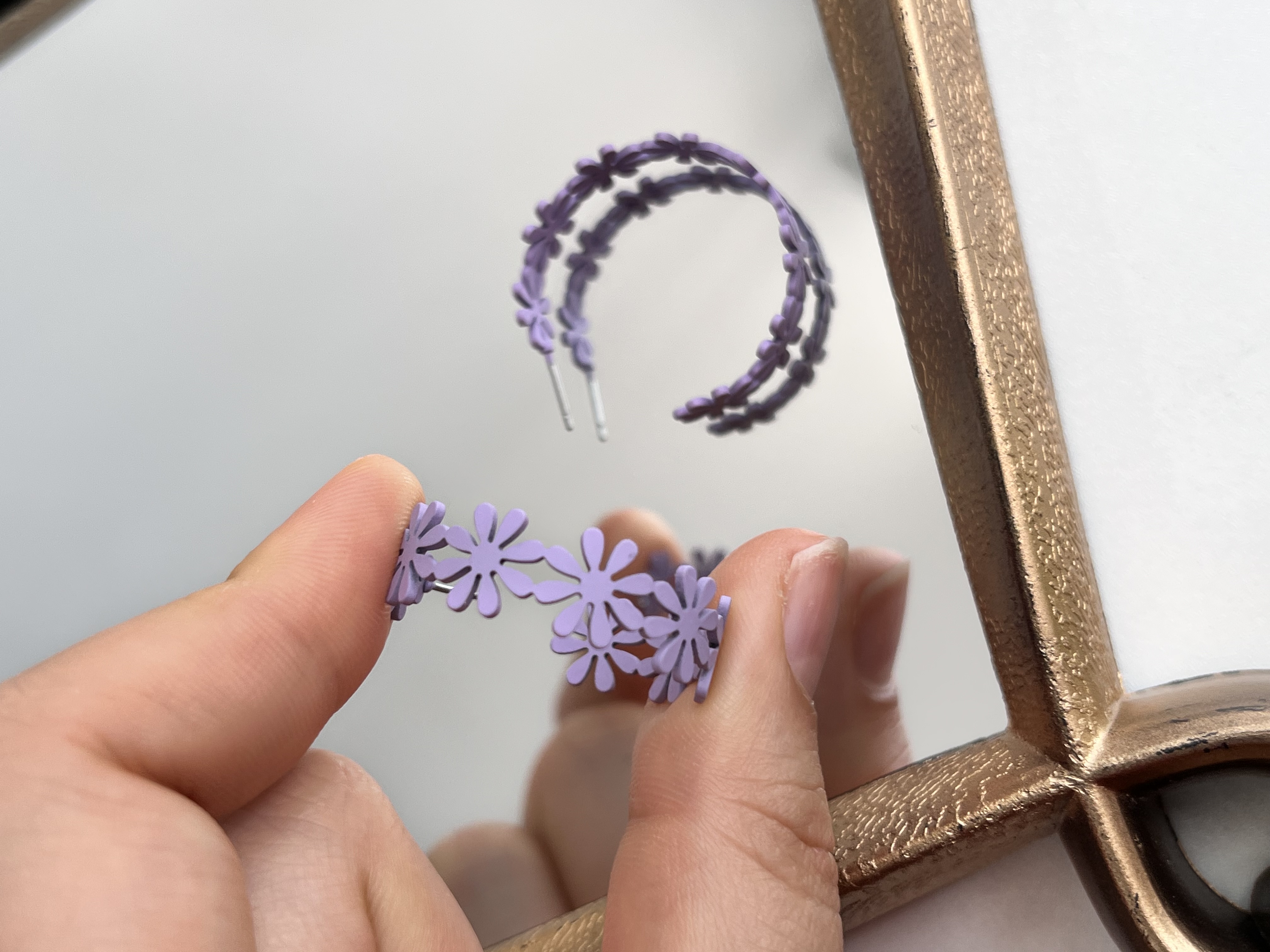 گوشواره حلقه‌ای گل یاسی💜➕🤍