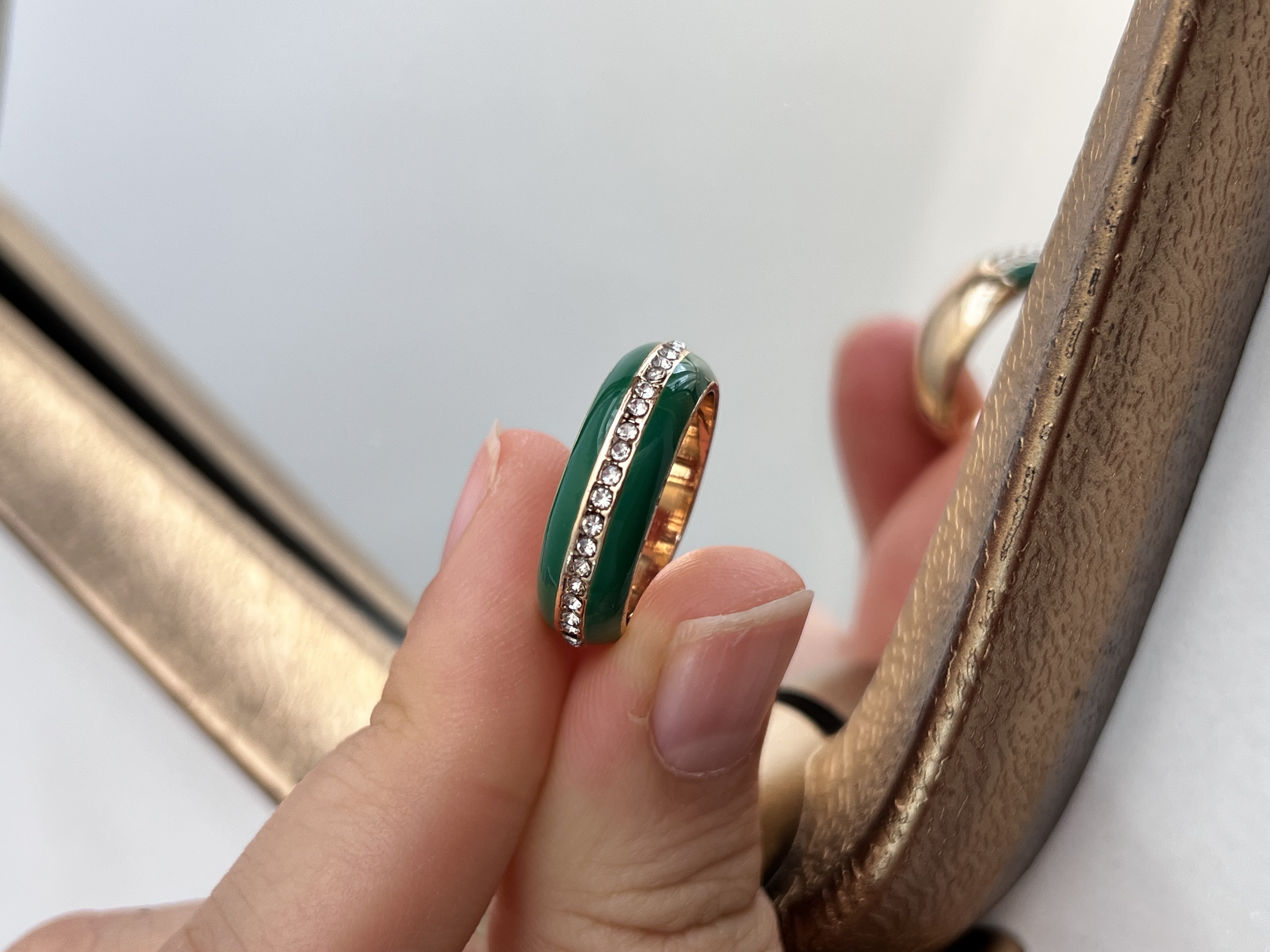 انگشتر نیمه میناکاری سبز 💚➕✨