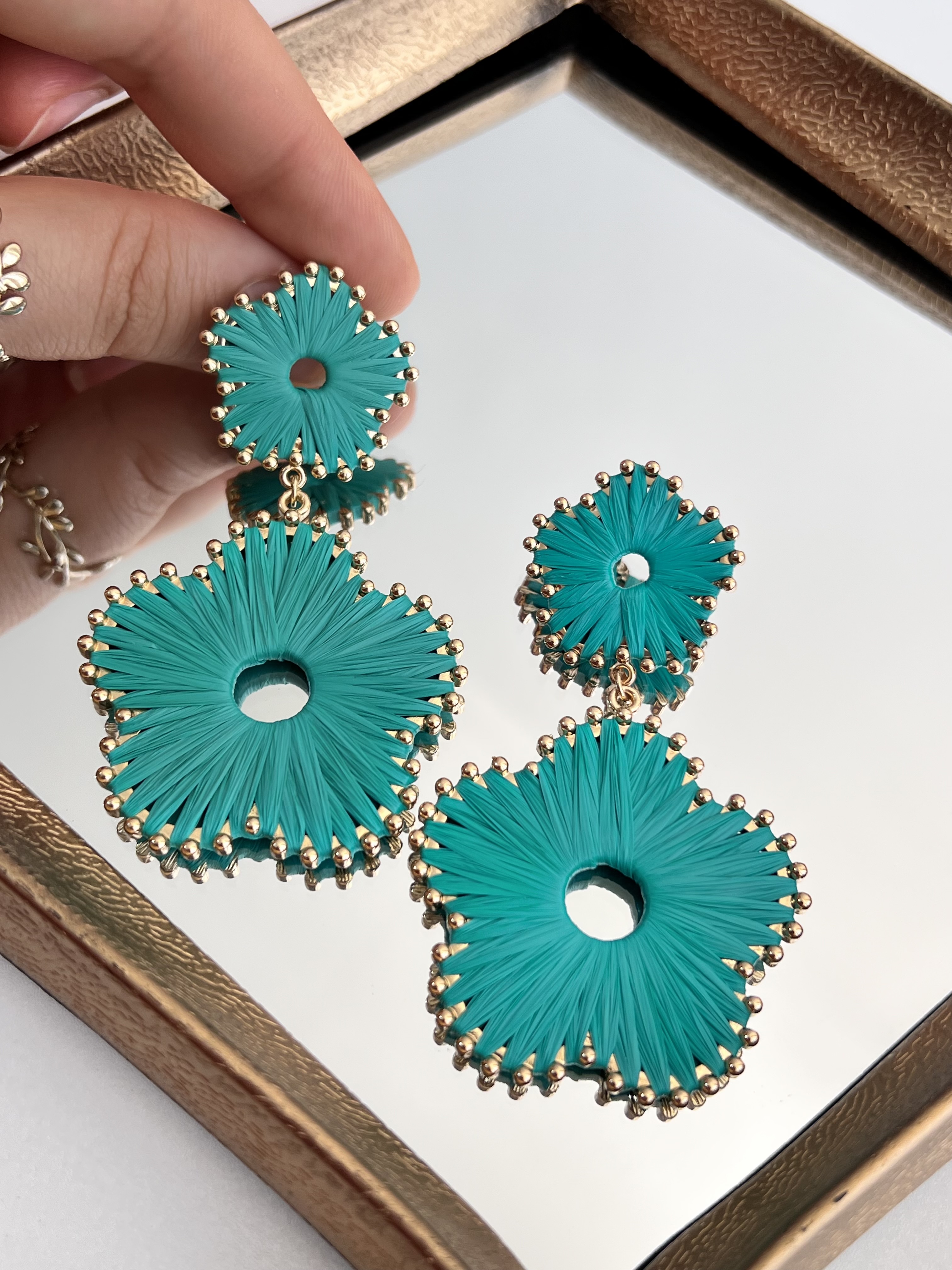 گوشواره تابستونی گل بافت حصیری👗➕✨➕🌸