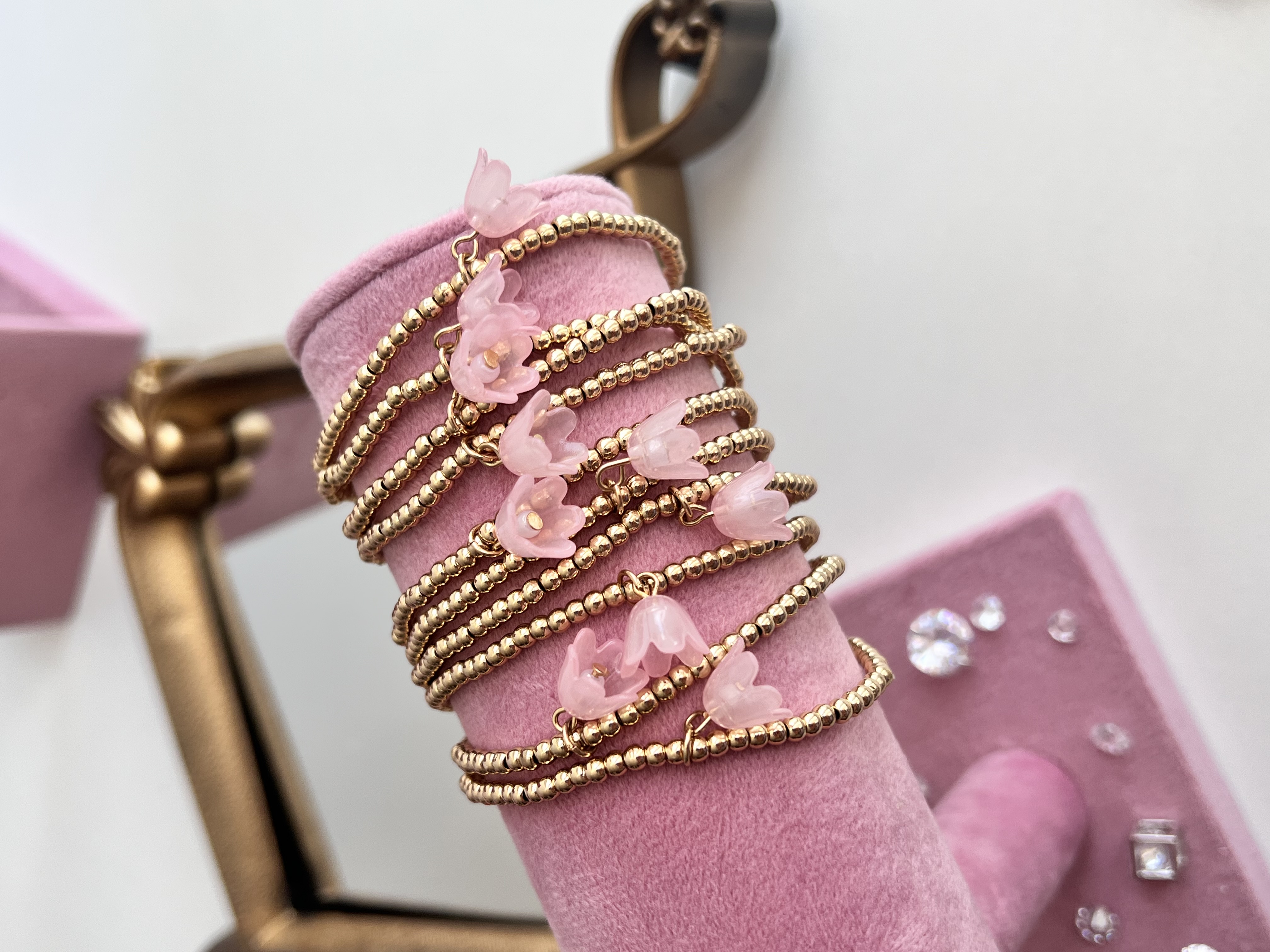 دستبند منجوق اویز گل 🌷➕✨