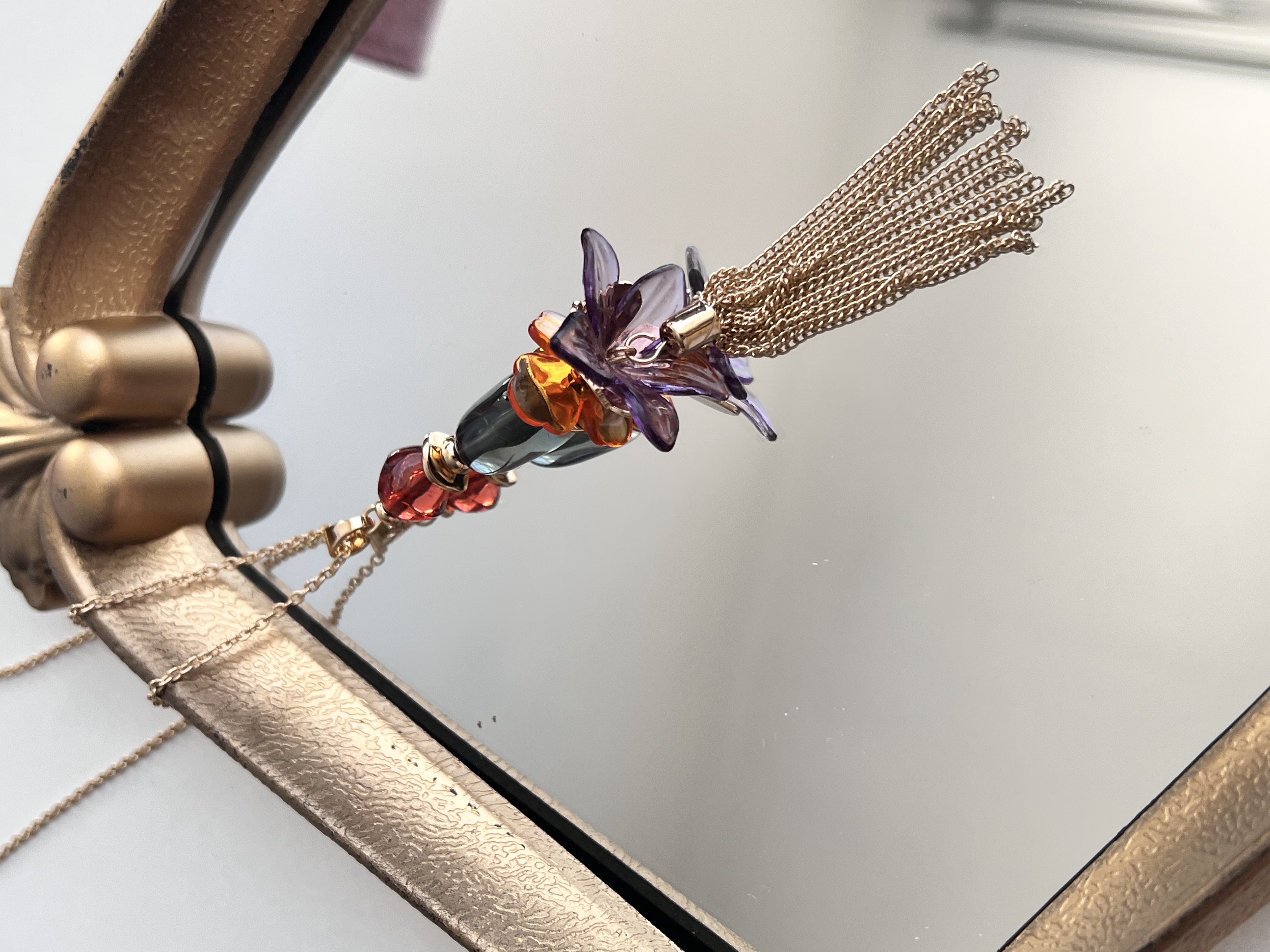 گردنبند رولباس ✨➕🌱➕💜 بازنجیر اضافه ۷۰ سانتی متر