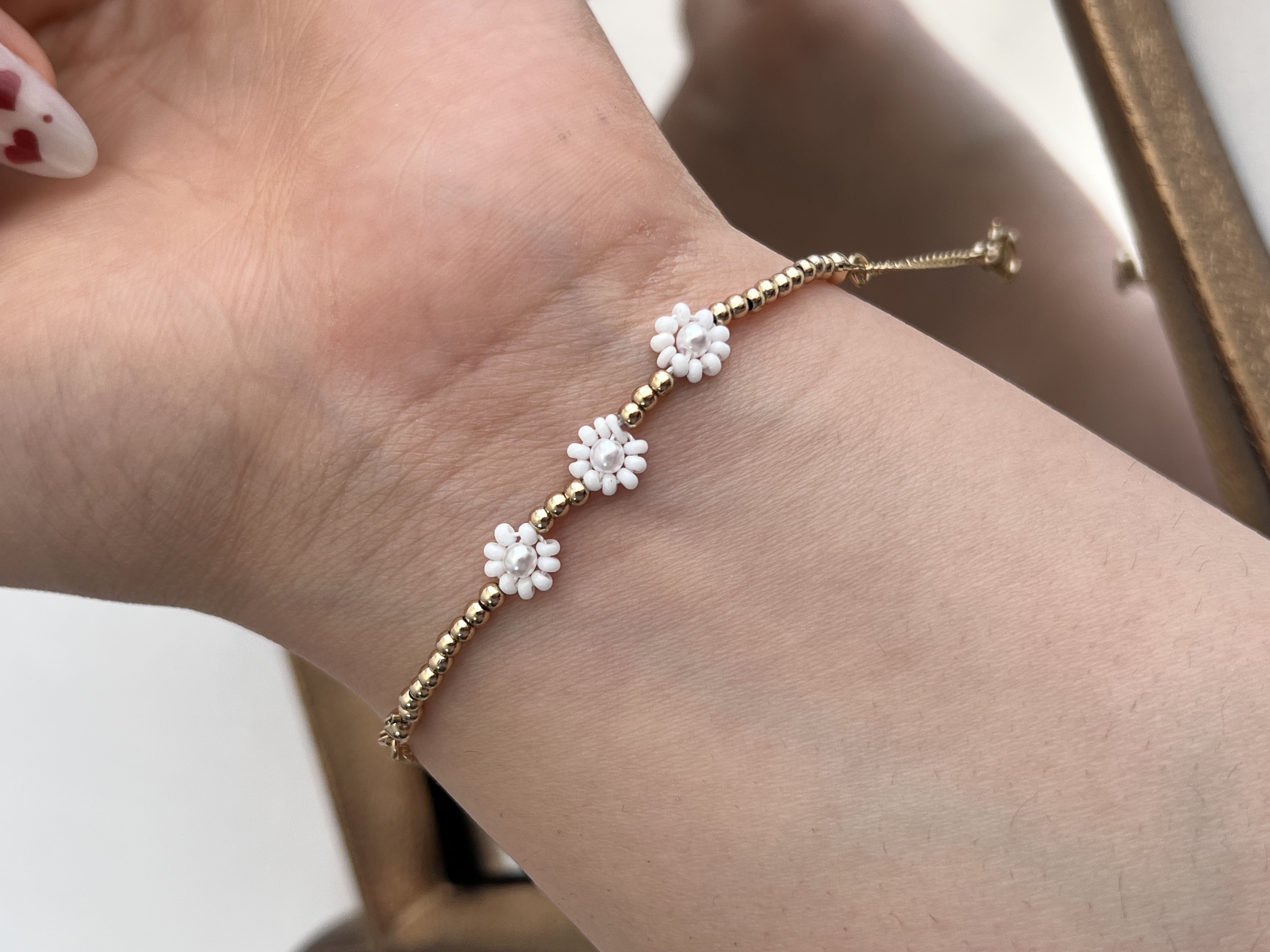 دستبند نیمه منجوق کارشد 🌸➕💫 مناسب مچ دست کوچیک‌