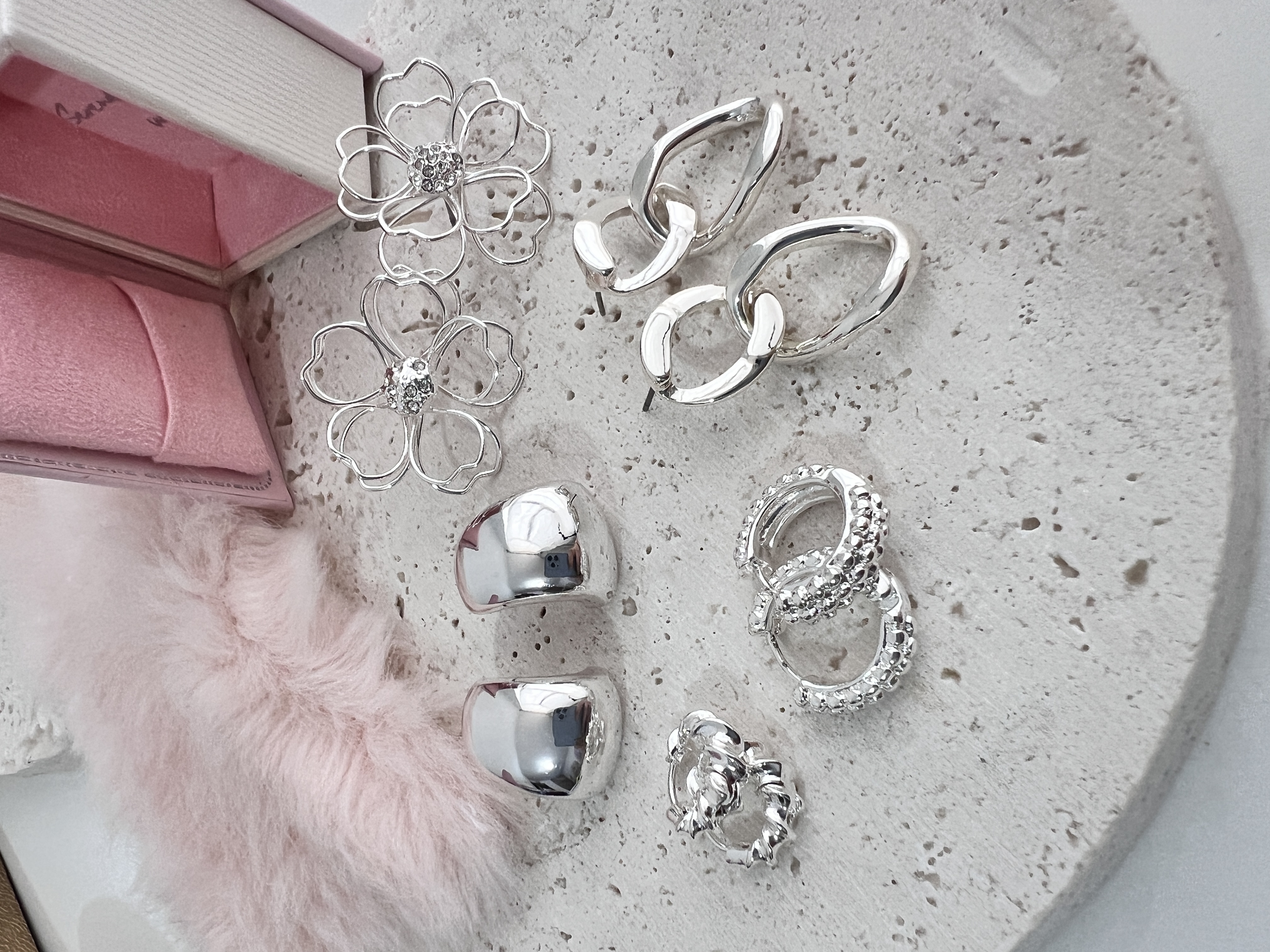 گوشواره مینیمال ساده ابکاری نقره 🤍➕✨