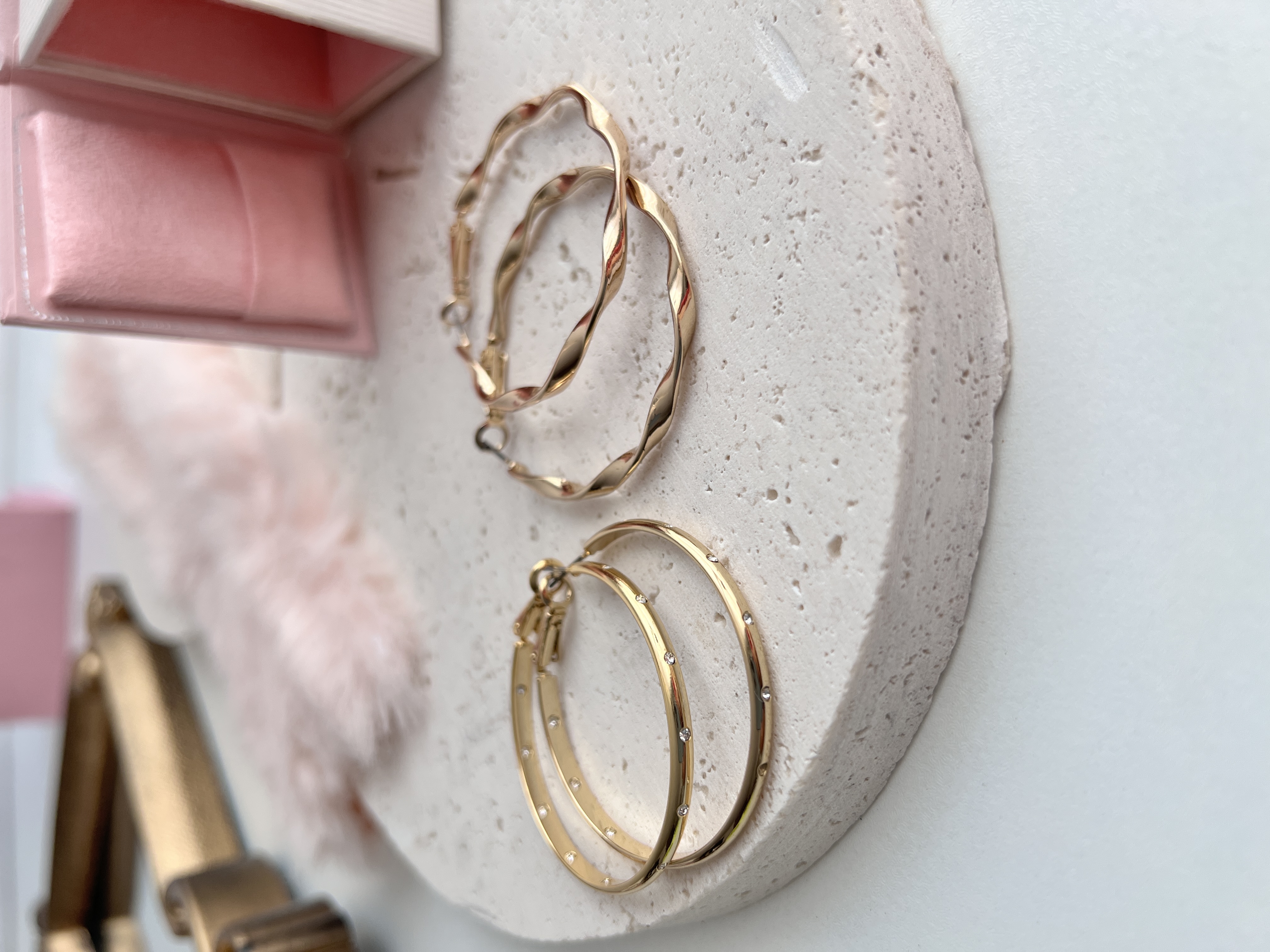 گوشواره حلقه‌ای سایز بزرگ پیچی و نگیندار💛➕💎➕✨