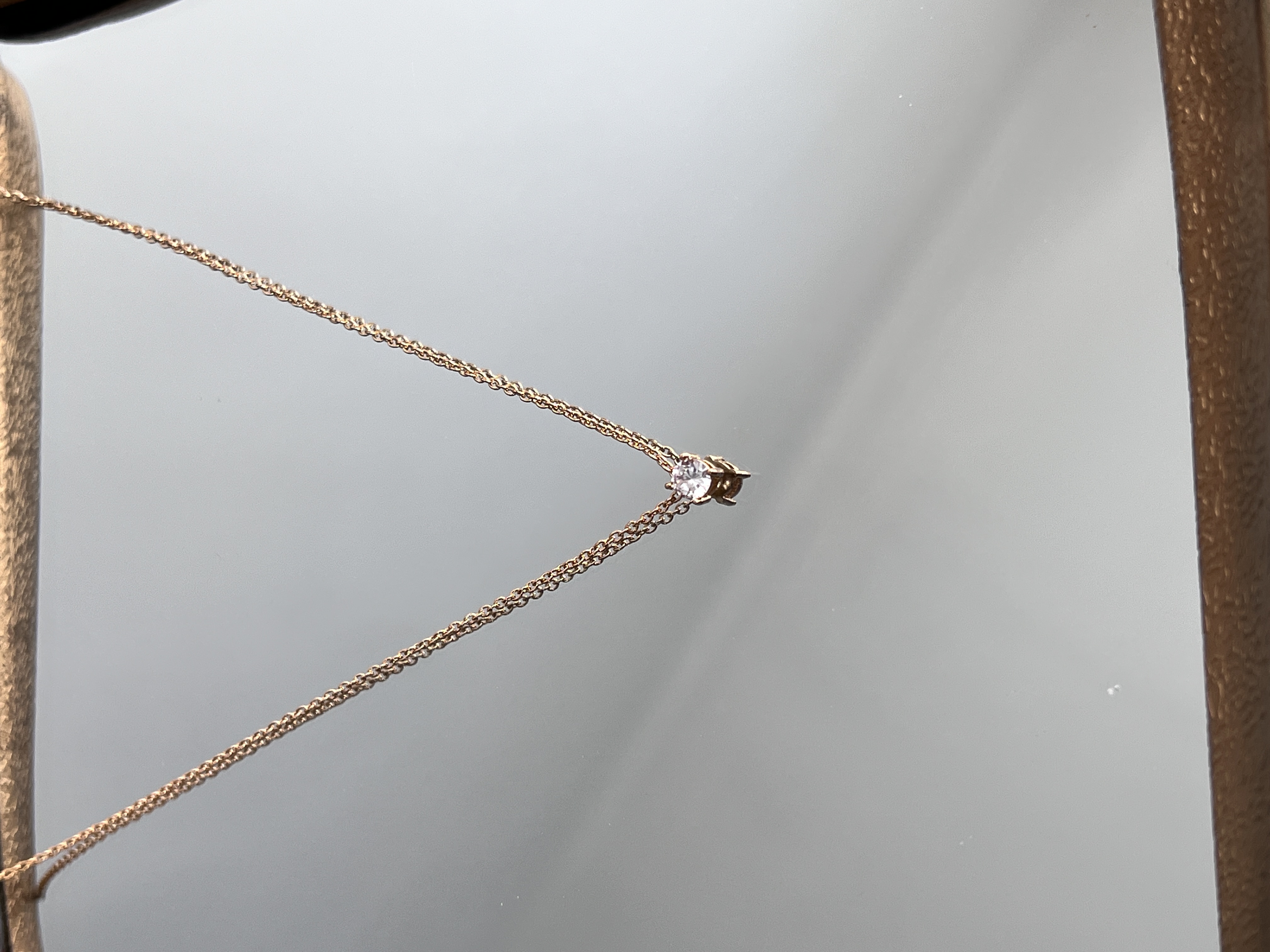 گردنبند اویز تک‌ نگین ریز 🤏🏻➕💎با زنجیر اضافه۴۷ cm
