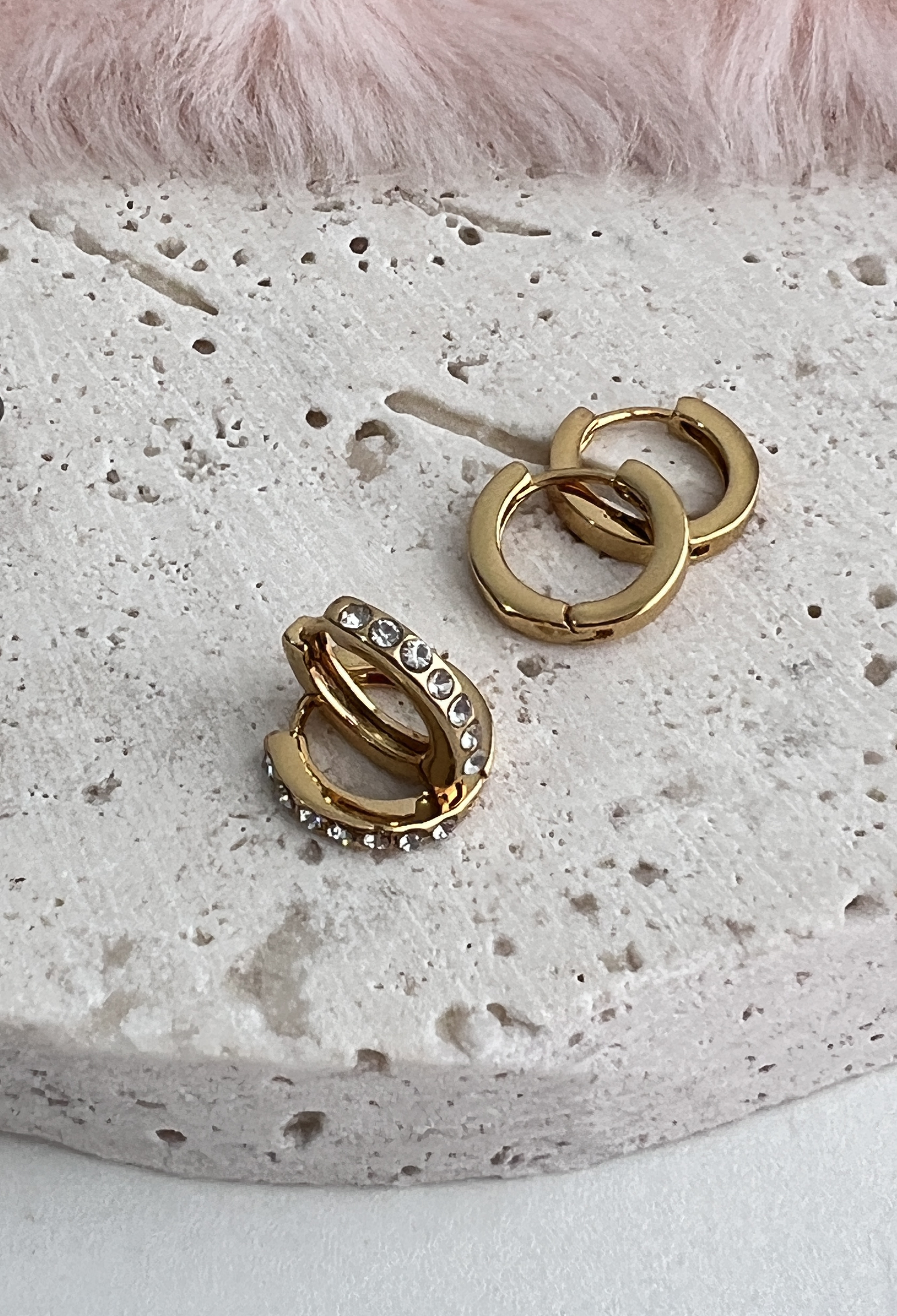 گوشواره حلقه‌ای ریز ابکاری طلا💛➕✨