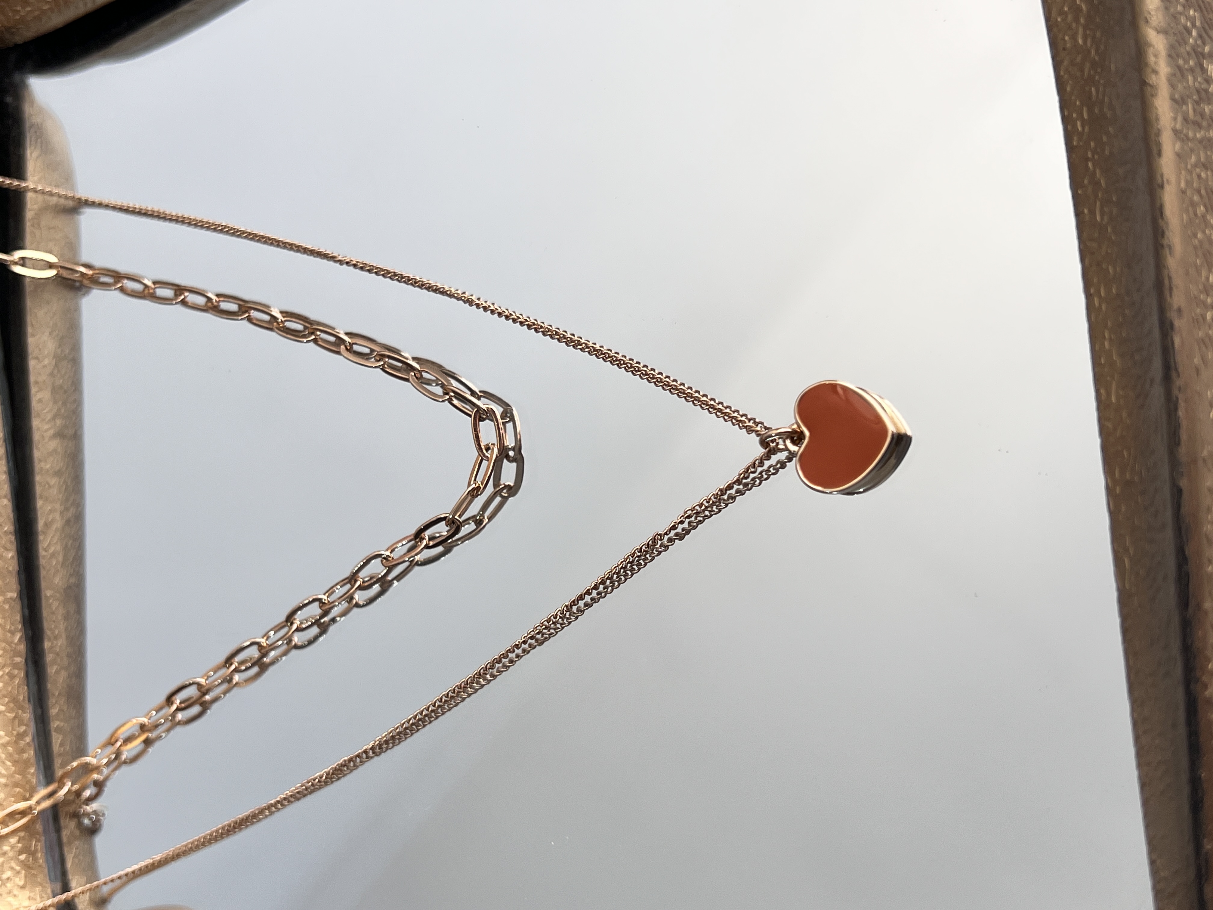 گردنبند دولاین اویز قلب 🧡➕✨